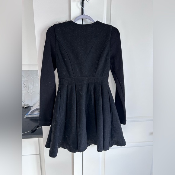 Point Zero Women's Black Faux Fur Blend Trim Coat Size Small - Picture 2 of 6